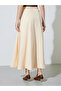Cream Solid Pocket Detail A-Line Maxi Skirt - 4