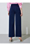 Navy Blue Solid Wide Leg Pocket Details Trousers - 5