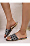Black Embellished Flat Sandals - 3