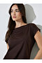 Brown Solid Boat Neck Knitted T-Shirt