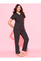 Black All Over Floral Print Shirt and Pants Pyjama Set - 7