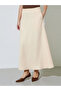 Cream Solid Pocket Detail A-Line Maxi Skirt - 2