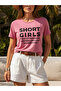 Pink Slogan Print Short Sleeves T-Shirt - 2