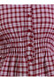 Maroon Checked Waist Long Sleeves Shirred Shirt - 4
