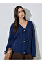 Navy Bule Solid Cable Knit Cardigan - 3