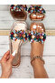 Bronze Embellished Flat Sandals