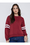 Red Regular Fit Striped Sleeve Sweatshirt - 3
