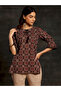 Black Printed Cotton Straight Kurti