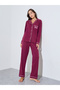 Burgundy Bow Print Piped Shirt and Pyjama Set