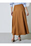 Brown Solid Pocket Detail A-Line Maxi Skirt - 4