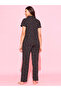 Black All Over Floral Print Shirt and Pants Pyjama Set - 3