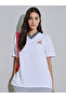 White Textured Badge print V-Neck T-Shirt