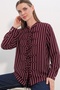 Women's Front Tie Striped Shirt 20404 - Burgundy
