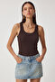 3-Piece Ribbed Thick Strap Knitted Undershirt Lrn0060 Dark Blue Taupe Brown - 4