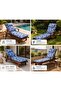 Wooden Sun Lounger with Blue Leaf Cushion - 6