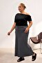 2109 Denim Skirt with Button Detail - Smoked - 3
