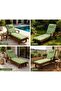 Wooden Sun Lounger Chair with Green Leaf Cushion | - 4