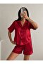 Satin Shirt Short Sleeve Shorts Pajama Set - 2