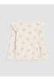 Ecru Bow Patterned Baby Girl T-Shirt - 4