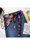 Women's Red Blue Patterned Scarf Belt – Stylish Waist Accessory for Pants and Dresses - 2