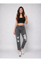 Kar Black High Waist Double Leg Knee Laser Ripped Mom Jeans Pants - 2