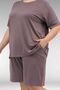 67806 Plus Size Shorts -T-Shirt Combed Cotton Pajama Set - Mink - 2