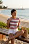 Women's Knitted Short Sleeve Round Neck T-Shirt - 3