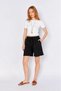 Women's Black Gabardine City-Style Shorts with Tie Waist - 3