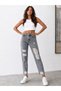 Kar Black High Waist Full Fit Flare Leg Laser Ripped and Frayed Mom Jeans Pants