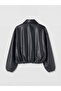 Women's Oversize Bomber Leather Look Jacket - 6