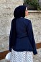 Back Tie Detailed Tencel Shirt Navy Blue - 4