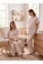 New Season Light Beige Muslin Fabric Special Design Short Sleeve 100% Cotton Maternity Pajama Set with Breastfeeding Feature - 7