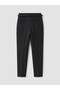 Black Belted Cigarette Cut Women's Fabric Trousers - 6