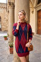 Argyle Patterned Women's Knitwear Tunic Dress - 4