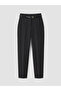 Black Belted Cigarette Cut Women's Fabric Trousers - 5