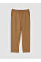 Özmarka New Season Brown Women's Trousers with Elastic Waist - 5