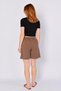Women's Brown Waist Tie-Down Gabardine City-Style Shorts - 4