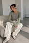 Soft Touch Finger-Loop Long Sleeve Basic Blouse St3439 - 3