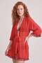 Women's Red Chiffon Tasseled Tunic Pareo