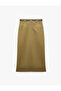 Comfortable Fit Cotton Pencil Skirt with Belted Pockets and Slit Detail - 2