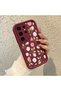 Samsung Galaxy S24 Ultra Compatible Soft Silicone Case with Burgundy Background Rose Flower Pattern