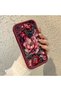 iPhone 7/8/Se 2020 2022 Compatible Stylish Burgundy Frame Nostalgic Peony Pattern Daily Use Case