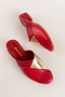 Genuine Leather Stylish Heeled House Slippers Özl.45 Red Combination - 3
