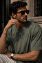 Men's Khaki Mercerized Interlock Fabric Oversize T-Shirt - 4