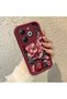Infinix Smart 8/8 Pro Compatible Stylish Burgundy Frame Nostalgic Peony Pattern Daily Use Case