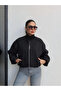 Zippered Stamp Bomber Jacket - 4