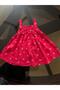 Cherry red printed sleeveless baby frock - 2