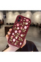 iPhone 11 Compatible Burgundy Background Rose Flower Pattern Soft Silicone Shock Resistant Case - 2