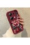 Poco M6 Pro 4g Compatible Stylish Burgundy Frame Nostalgic Peony Pattern Daily Use Protective Case