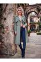 Women's Trendy Below-Knee Bondik Water-Repellent Fabric Lined Buttoned Belted Trench Coat Mint Green